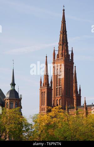 Chiesa di mercato a Wiesbaden, Hesse, Germania, Europa Foto Stock