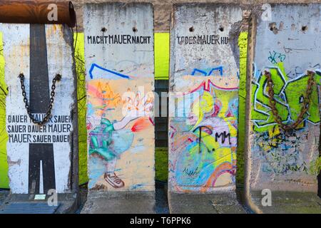 Le quattro parti del muro di Berlino, Berlino, Germania Foto Stock