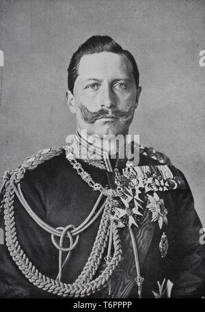 Wilhelm II, Friedrich Wilhelm Viktor Albert von Hohenzollern, l'ultimo imperatore tedesco, 1880, storico illustrazione, Germania Foto Stock
