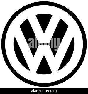 Volkswagen, nero logo VW, corporate identity, opzionale, sfondo bianco, Germania Foto Stock