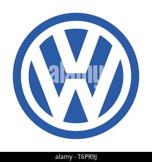 Volkswagen, blue logo VW, corporate identity, opzionale, sfondo bianco, Germania Foto Stock