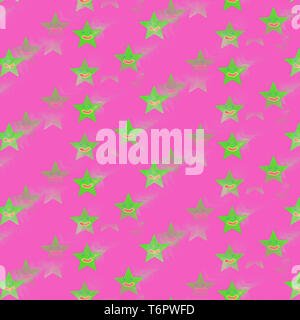 Stelle seamless pattern colorato sfondo rosa per bambini interno, tessili o altri design. Felice e giocoso concept design. Foto Stock