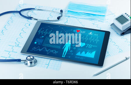 Live screening medico con applicazione medica su tablet Foto Stock