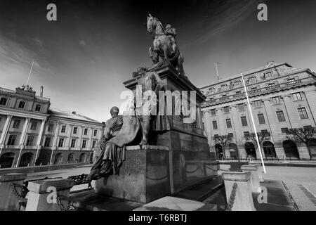 Statua equestre di Gustolf II Adolf, Gustav Adolf Square, nella città di Stoccolma, Svezia, Europa Foto Stock