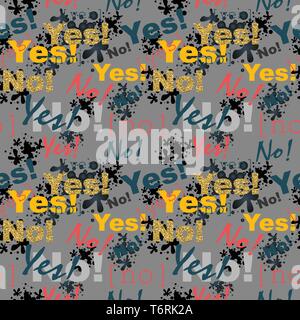 Seamless texture in stile grunge. Sì e No pattern. Illustrazione Vettoriale