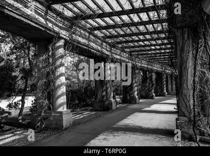 Vecchio bianco e nero Centennial Hall Pergola Foto Stock