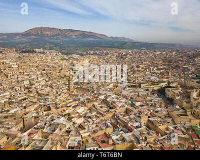 Vista aerea della Medina di Fes, Marocco Foto Stock