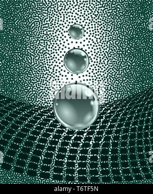Abstract sfere con superficie. Concetto business design. Imbianchini effetto punteggiato. Illustrazione Vettoriale