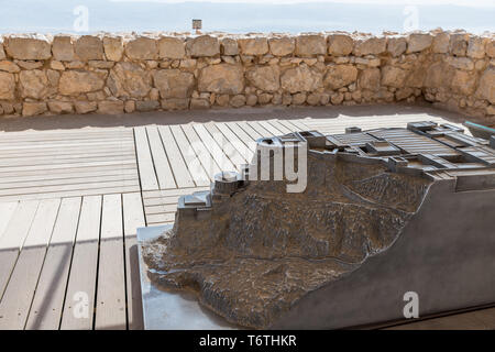 Israele, il deserto della Giudea, un modello del nord del palazzo di Masada Foto Stock