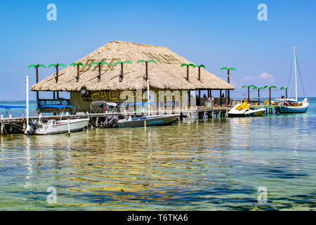 "PALAPA', un bar e griglieria sulla spiaggia di San Pedro, Ambergris Caye Belize. Foto Stock