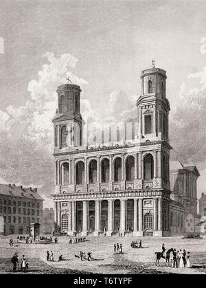 Chiesa di San Sulpice, Parigi, antichi di acciaio inciso stampa, 1831 Foto Stock