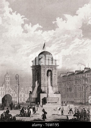 La Fontaine des Innocents, Parigi, antichi di acciaio inciso stampa, 1831 Foto Stock