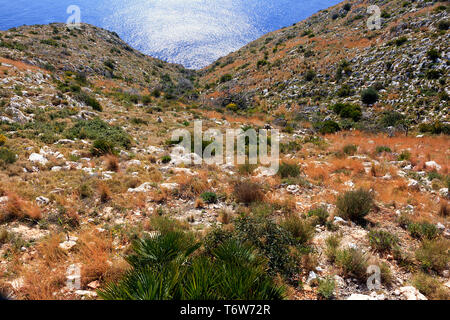 Sponda ripida a Cap Sant Antoni, Javes, Spagna Foto Stock