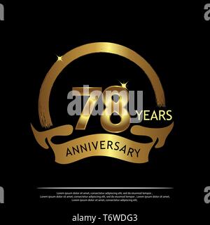 Settantotto anni d'anniversario d'oro. Modello di anniversario design per il web, gioco, poster creativo, opuscolo, volantino, rivista, carta di invito Illustrazione Vettoriale