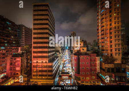 Il Mercato Notturno di Temple Street a Hong Kong Foto Stock