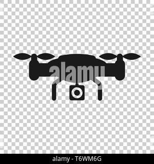 Drone quadrocopter icona in stile trasparente. Fotocamera Quadcopter illustrazione vettoriale su sfondo isolato. Volo in elicottero la concezione di business. Illustrazione Vettoriale