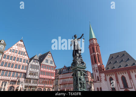 Römerburg old town square, Frankfurt Main, Germania Foto Stock