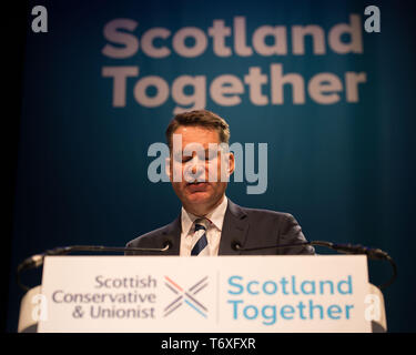 Aberdeen, Regno Unito. Il 3 maggio, 2019. Murdo Fraser MSP, risolve il conservatore scozzese & partito unionista conferenza. Credito: Colin Fisher/Alamy Live News Foto Stock