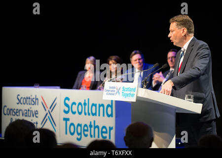 Aberdeen, Regno Unito. Il 3 maggio, 2019. Murdo Fraser MSP, risolve il conservatore scozzese & partito unionista conferenza. Credito: Colin Fisher/Alamy Live News Foto Stock