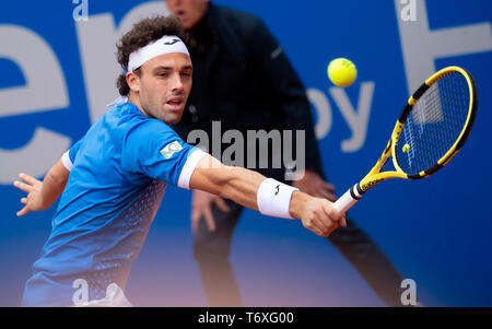 Monaco di Baviera, Germania. 03 Maggio, 2019. Tennis: Atp-Tour - Monaco di Baviera, single, uomini, quarti di finale: Cecchinato (Italia) - Fucsovics (Ungheria). Marco Cecchinato in azione. Credito: Sven Hoppe/dpa/Alamy Live News Foto Stock