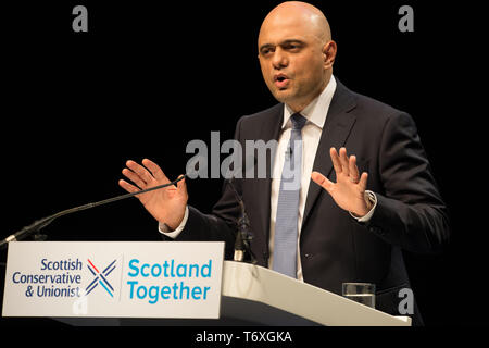 Aberdeen, Regno Unito. Il 3 maggio, 2019. Home Secretary, Sajid Javid offre un discorso indirizzo alla conferenza. Credito: Colin Fisher/Alamy Live News Foto Stock