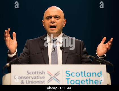 Aberdeen, Regno Unito. Il 3 maggio, 2019. Home Secretary, Sajid Javid offre un discorso indirizzo alla conferenza. Credito: Colin Fisher/Alamy Live News Foto Stock