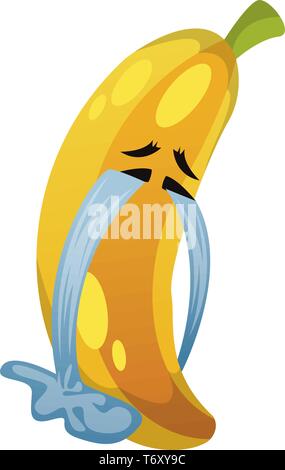 Banana piangere illustrazione vettore su sfondo bianco Illustrazione Vettoriale