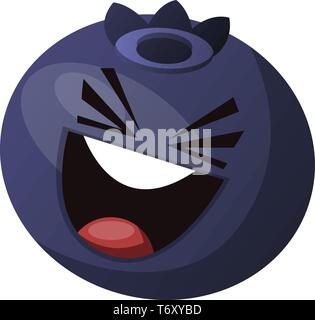 Mirtillo avendo divertimento e risate illustrazione vettore su sfondo bianco Illustrazione Vettoriale