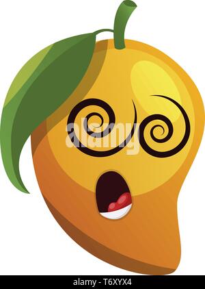 Faccia di mango vertigini illustrazione vettore su sfondo bianco Illustrazione Vettoriale