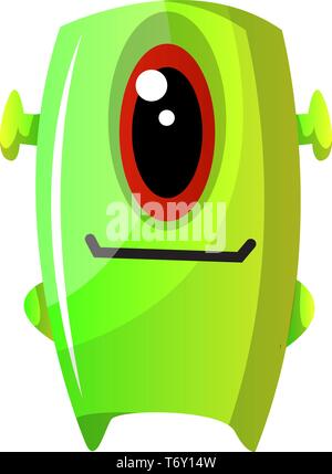 Un Green Eyed Monster illustrazione vettore su sfondo bianco Illustrazione Vettoriale