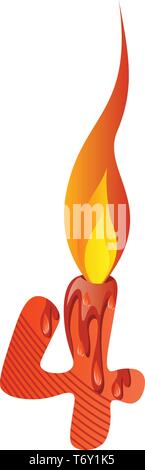 Numero rosso quattro burning illustrazione vettore su sfondo bianco Illustrazione Vettoriale