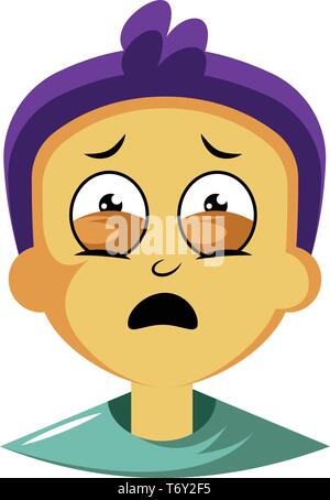 Ragazzo con capelli viola è la sensazione emotiva vettore illustrazione su sfondo bianco Illustrazione Vettoriale