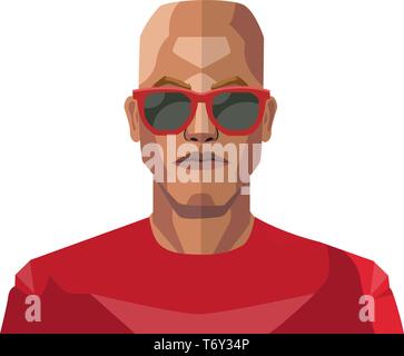 Bald guy indossando occhiali da sole illustrazione vettore su sfondo bianco Illustrazione Vettoriale