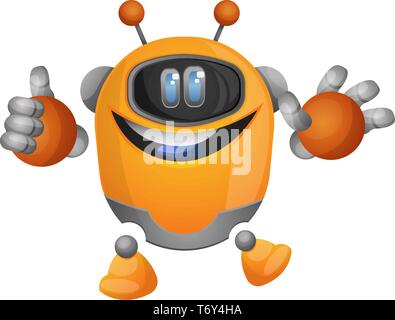 Orange cartoon robot con tumb fino illustrazione vettore su sfondo bianco Illustrazione Vettoriale