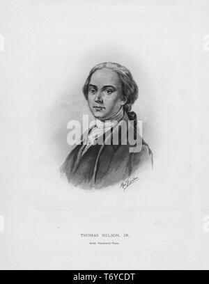 Incisi ritratto di Thomas Nelson Jr firmatario della dichiarazione di indipendenza, un americano piantatrice, soldato, e più da Yorktown, Virginia, 1870. Dalla Biblioteca Pubblica di New York. () Foto Stock