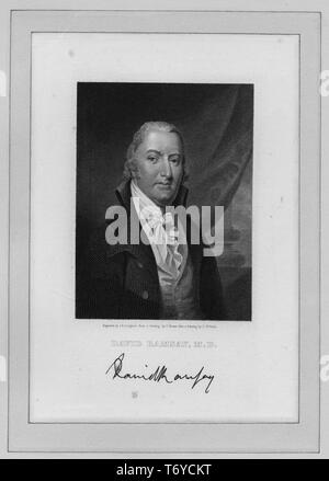Incisi ritratto di David Ramsay, membro del Congresso continentale, un medico americano, un pubblico ufficiale e storico da Charleston, Carolina del Sud, 1849. Dalla Biblioteca Pubblica di New York. () Foto Stock