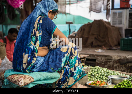 Donna in sari india Foto Stock