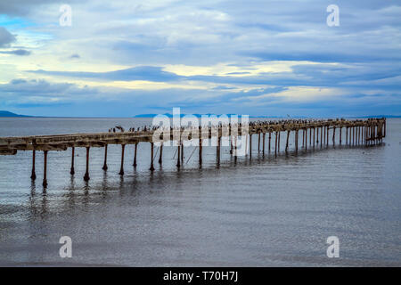 Il mare di attracco, arrugginiti e distrutti Foto Stock