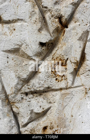 Gli sfondi e texture: ruvido weathered stone texture, la parete esterna o piano dell edificio rustico Foto Stock