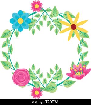Corona di bellissimi fiori naturals illustrazione vettoriale design Illustrazione Vettoriale