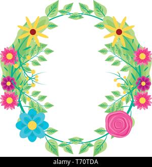 Corona di bellissimi fiori naturals illustrazione vettoriale design Illustrazione Vettoriale