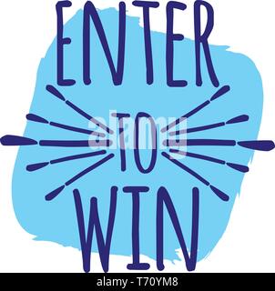 Entra per vincere il concetto di banner per il web, la gift card e la postcard calligraphy. Modello per i messaggi di saluto, congratulazioni, inaugurazione della Casa Nuova poster, inviti, P Illustrazione Vettoriale