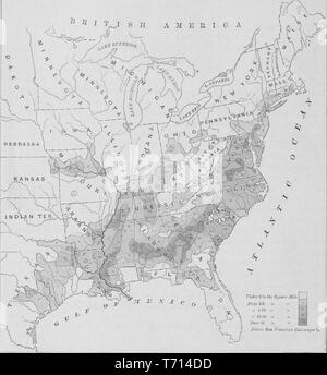 Mappa illustrata della distribuzione della popolazione afro-americana degli Stati Uniti, dal libro "gli Stati meridionali del Nord America" di Edward King, 1875. La cortesia Internet Archive. () Foto Stock