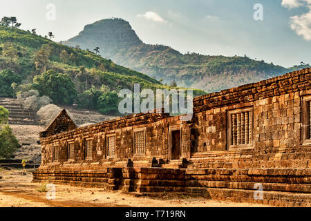 Vat Phou tempio, UNSECO, patrimonio mondiale, Provincia di Champassak, Sud Est asiatico, Laos Foto Stock