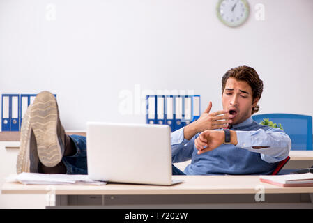 Giovane bello un dipendente che lavora in ufficio Foto Stock