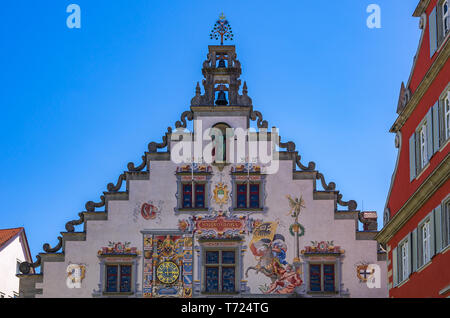 Il Municipio della Città Vecchia a Bismarckplatz nel quartiere storico di Lindau, Baviera, Germania, Europa. Foto Stock