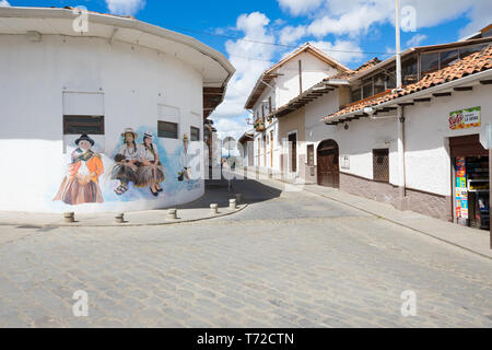 Casa decorata con dipinti murali Cuenca Ecuador Foto Stock