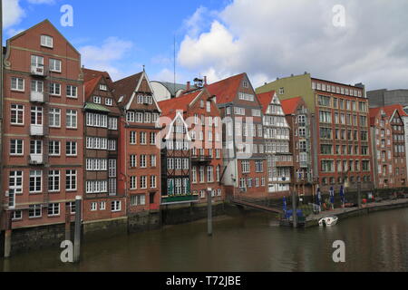 Facciate storiche in Amburgo Germania Foto Stock