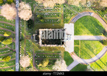 Antenna fuco vista di Campsie alta Chiesa Manchester Foto Stock