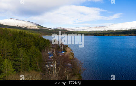 Antenna fuco vista Loch Morlich Cairngorm National Park Foto Stock
